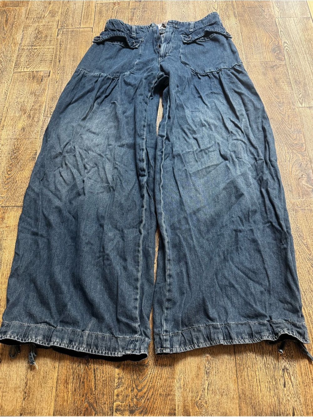Free People Indigo Balloon Drawstring Denim Pants - Picture 2 of 3